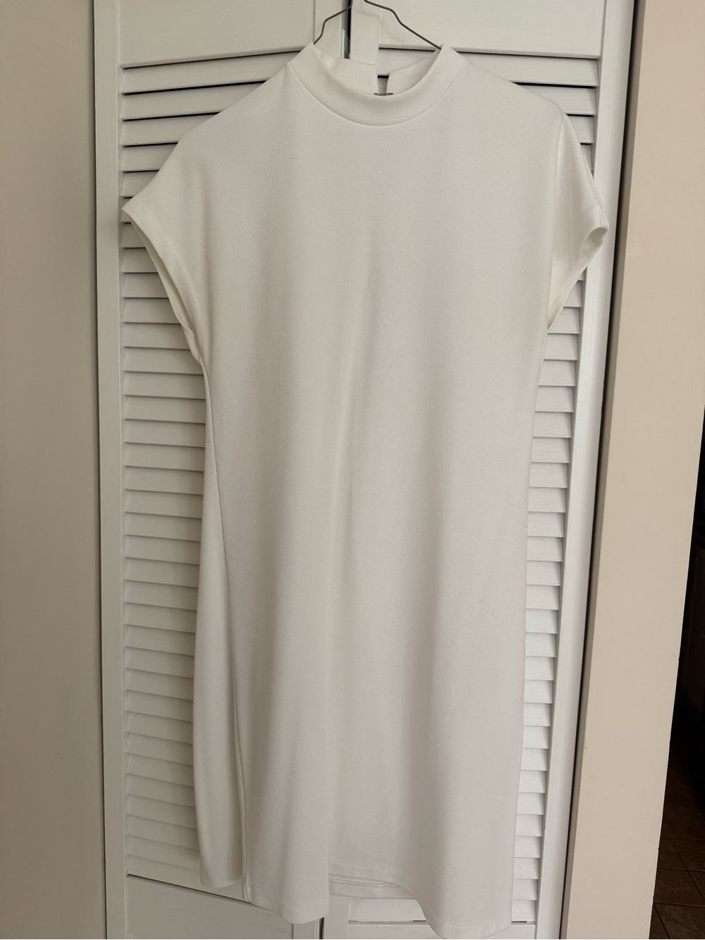 Massimo Dutti Cream Mock-Neck Mini Shift Dress